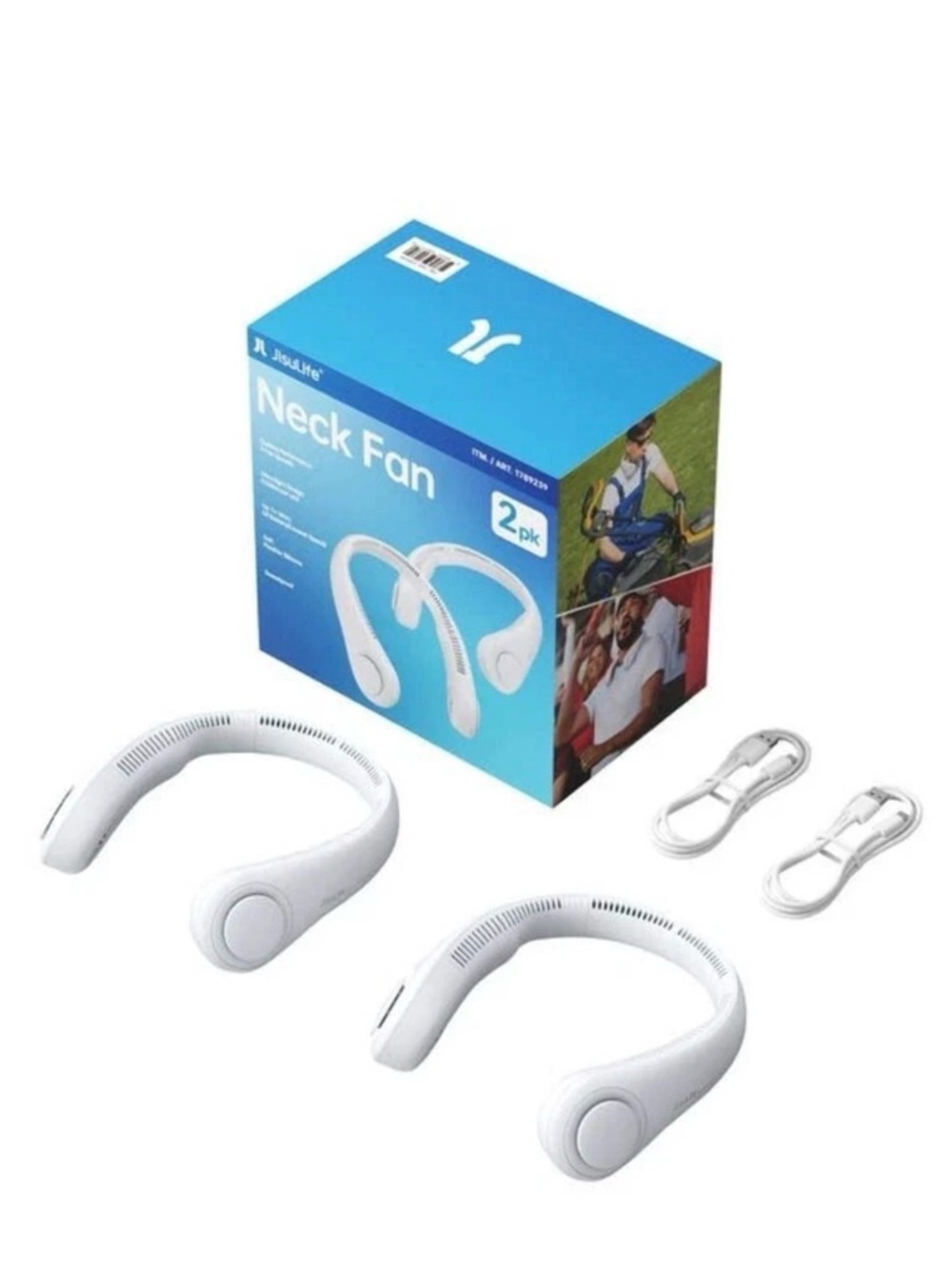 White Neck Fan 2-Pack Rechargeable Personal Fans